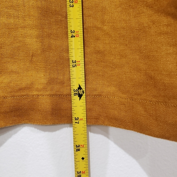 Garnet Hill Market Linen Dress Size M Mustard Gold Shift Popover Coastal Casual - Picture 13 of 16